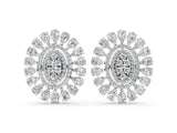 Silver Pear Blue Sapphire Halo Stud Earrings with Round Diamond Cluster Center_92