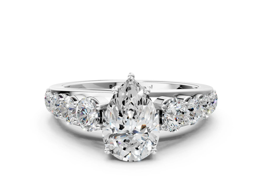 Silver Pear Brilliant Diamond Pavé Band with Six-Prong Setting_3
