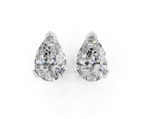 Silver Pear Brilliant Diamond Stud Earrings 1