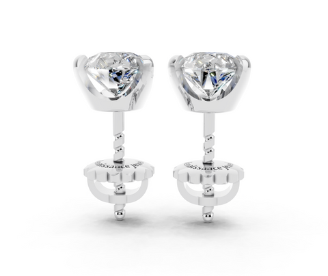 Silver 1.17 Carat E VVS2 Pear Brilliant Diamond Stud Earrings