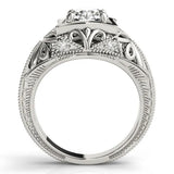Silver Pear Brilliant Milgrain Filigree Solitaire with Bezel and Prong Setting 1