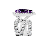 Silver Pear Cut Amethyst Halo Ring with Round Split Shank and Prong Setting_71