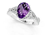 Silver Pear Cut Amethyst  Halo Twist Band Solitaire Prong Setting Ring_13
