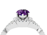 Silver Pear Cut Amethyst  Halo Twist Band Solitaire Prong Setting Ring_16