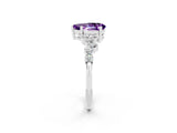 Silver Pear Cut Amethyst Scattered Round Accent Ring with Prong Setting_56