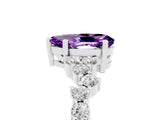 Silver Pear Cut Amethyst Scattered Round Accent Ring with Prong Setting_59