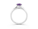 Silver Pear Cut Amethyst Solitaire Engagement Ring with Classic Band and Four-Prong Setting_15