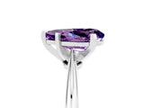 Silver Pear Cut Amethyst Solitaire Engagement Ring with Classic Band and Four-Prong Setting_17