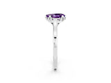 Silver Pear Cut Amethyst Solitaire Ring with Flower Prong Setting and Classic Band_14