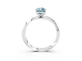 Silver Pear Cut Aquamarine Engagement Ring with Side Stone Accents and Four-Prong Setting_27