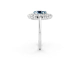 Silver Pear Cut Aquamarine Floral Double Halo Engagement Ring with Prong Setting_170