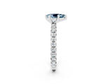 Silver Pear Cut Aquamarine Pavé Solitaire Ring with Round Band and Prong Setting_44