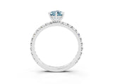 Silver Pear Cut Aquamarine Pavé Solitaire Ring with Round Band and Prong Setting_45