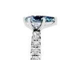Silver Pear Cut Aquamarine Pavé Solitaire Ring with Round Band and Prong Setting_47