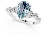 Silver Pear Cut Aquamarine Scattered Round Accent Ring with Prong Setting_37