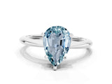 Silver Pear Cut Aquamarine Solitaire Engagement Ring with Classic Band and Four-Prong Setting_12