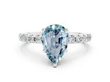 Silver Pear Cut Aquamarine Solitaire Ring with Round  Pavé Band and Four-Prong Setting_36