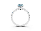 Silver Pear Cut Aquamarine Solitaire Ring with Round  Pavé Band and Four-Prong Setting_39