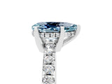 Silver Pear Cut Aquamarine Solitaire Ring with Round  Pavé Band and Four-Prong Setting_41