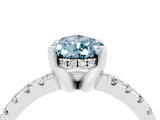Silver Pear Cut Aquamarine Solitaire Ring with Round  Pavé Band and Four-Prong Setting_46