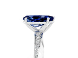 Silver Pear Cut Blue Sapphire Engagement Ring with Side Stone Accents and Four-Prong Setting_17