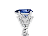 Silver Pear Cut Blue Sapphire  Halo Twist Band Solitaire Prong Setting Ring_17