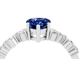 Silver Pear Cut Blue Sapphire Scattered Round Accent Ring with Prong Setting_58