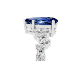 Silver Pear Cut Blue Sapphire Scattered Round Accent Ring with Prong Setting_59