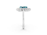 Silver Pear Cut Blue Topaz Floral Double Halo Engagement Ring with Prong Setting_153