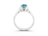 Silver Pear Cut Blue Topaz Solitaire Engagement Ring with Cathedral Setting and Four-Prong Mount_9