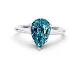 Silver Pear Cut Blue Topaz Solitaire Engagement Ring with Classic Band and Four-Prong Setting_12