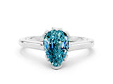 Silver Pear Cut Blue Topaz Solitaire Ring with Flower Prong Setting and Classic Band_12