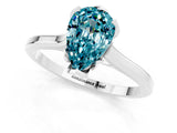 Silver Pear Cut Blue Topaz Solitaire Ring with Flower Prong Setting and Classic Band_13