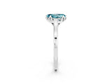 Silver Pear Cut Blue Topaz Solitaire Ring with Flower Prong Setting and Classic Band_14