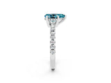 Silver Pear Cut Blue Topaz Solitaire Ring with Round  Pavé Band and Four-Prong Setting_38