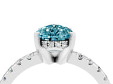 Silver Pear Cut Blue Topaz Solitaire Ring with Round  Pavé Band and Four-Prong Setting_40