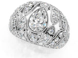 Silver Pear Cut Brilliant Halo Pave Diamond Milgrain Ring_14
