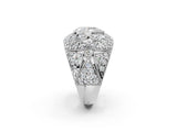 Silver Pear Cut Brilliant Halo Pave Diamond Milgrain Ring_15