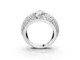 Silver Pear Cut Brilliant Halo Pave Diamond Milgrain Ring_16