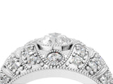 Silver Pear Cut Brilliant Halo Pave Diamond Milgrain Ring_17