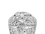 Silver Pear Cut Brilliant Halo Pave Diamond Milgrain Ring_18