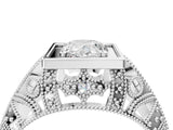 Silver Pear Cut Brilliant Milgrain Filigree Diamond Ring with Square Prong Setting_17