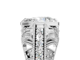 Silver Pear Cut Brilliant Milgrain Filigree Diamond Ring with Square Prong Setting_18