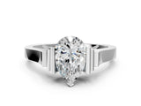 Silver Pear Cut Brilliant Solitaire Diamond Ring with Channel Set Band and Bar Prong Setting_12