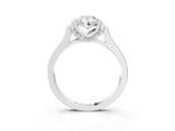 Silver Pear Cut Brilliant Solitaire Diamond Ring with Channel Set Band and Bar Prong Setting_15