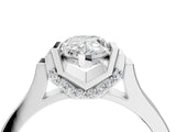 Silver Pear Cut Brilliant Solitaire Diamond Ring with Channel Set Band and Bar Prong Setting_16