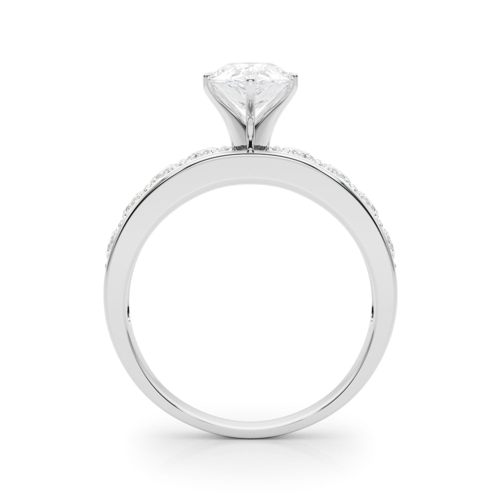 Silver Pear Cut Channel Set Diamond Engagement Ring with Four-Prong Setting 1