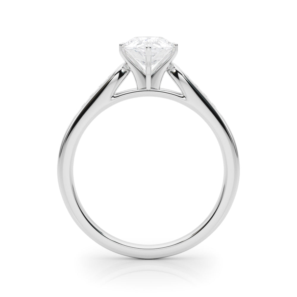 Silver Pear Cut Channel Set Solitaire Engagement Ring with Four-Prong Setting 1