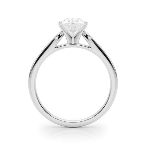 Silver Pear Cut Channel Set Solitaire Engagement Ring with Four-Prong Setting 1