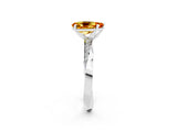 Silver Pear Cut Citrine Engagement Ring with Side Stone Accents and Four-Prong Setting_14